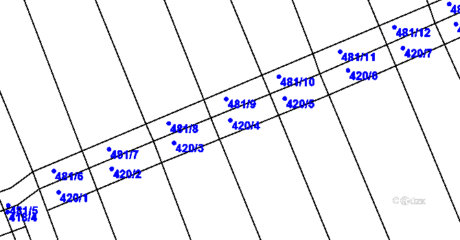 Parcela st. 420/4 v KÚ Kupařovice, Katastrální mapa