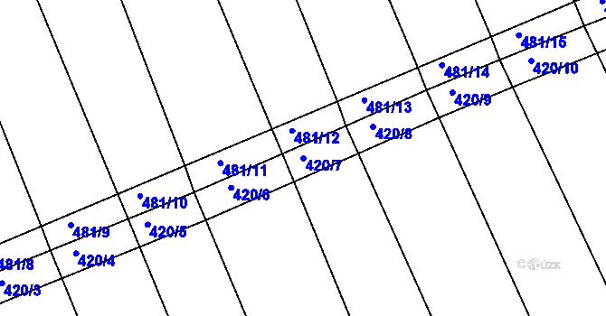 Parcela st. 420/7 v KÚ Kupařovice, Katastrální mapa