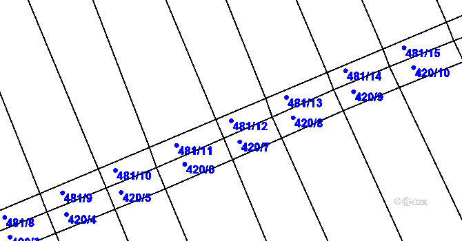 Parcela st. 481/12 v KÚ Kupařovice, Katastrální mapa