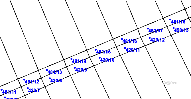 Parcela st. 481/15 v KÚ Kupařovice, Katastrální mapa