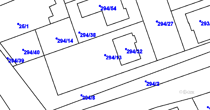 Parcela st. 294/13 v KÚ Kupařovice, Katastrální mapa