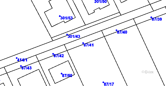 Parcela st. 87/41 v KÚ Kupařovice, Katastrální mapa