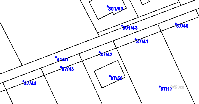 Parcela st. 87/42 v KÚ Kupařovice, Katastrální mapa
