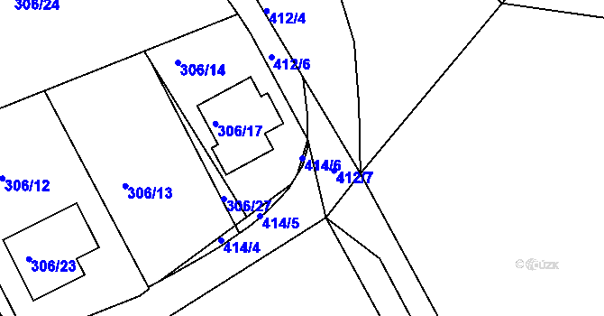 Parcela st. 414/6 v KÚ Kupařovice, Katastrální mapa