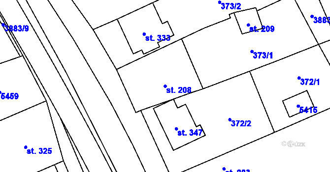 Parcela st. 208 v KÚ Kurdějov, Katastrální mapa