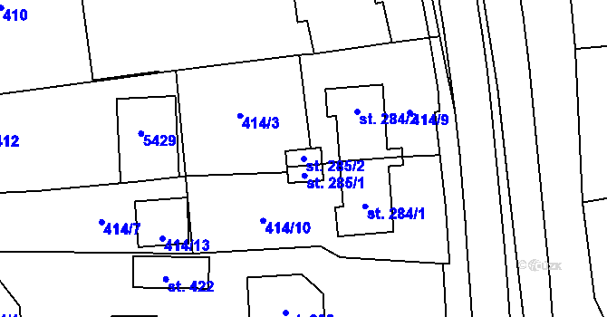 Parcela st. 285/2 v KÚ Kurdějov, Katastrální mapa