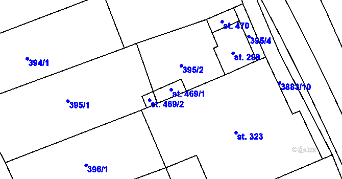 Parcela st. 469/1 v KÚ Kurdějov, Katastrální mapa