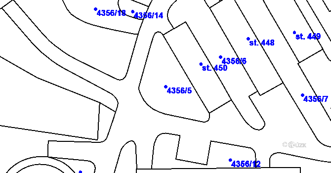 Parcela st. 4356/5 v KÚ Kurdějov, Katastrální mapa