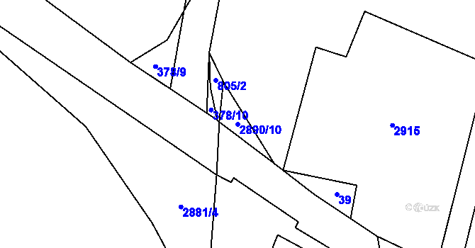 Parcela st. 2890/10 v KÚ Kurojedy, Katastrální mapa