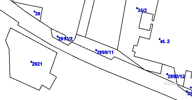 Parcela st. 2890/11 v KÚ Kurojedy, Katastrální mapa