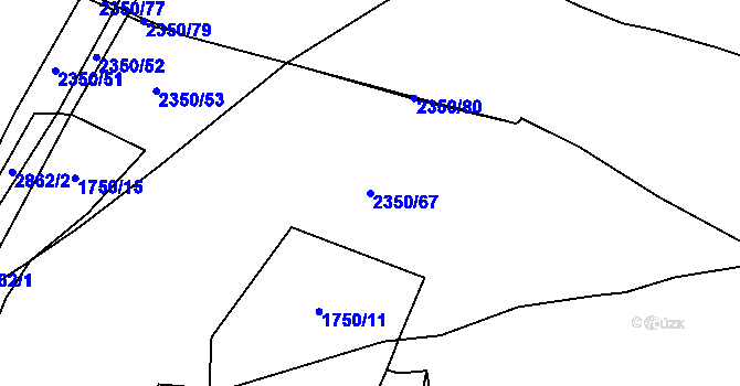 Parcela st. 2350/67 v KÚ Kurojedy, Katastrální mapa