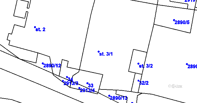 Parcela st. 3/1 v KÚ Kurojedy, Katastrální mapa