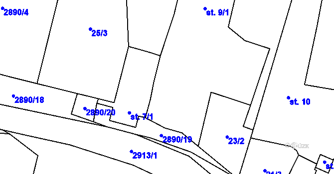 Parcela st. 9/2 v KÚ Kurojedy, Katastrální mapa
