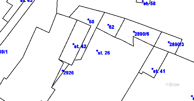 Parcela st. 26 v KÚ Kurojedy, Katastrální mapa