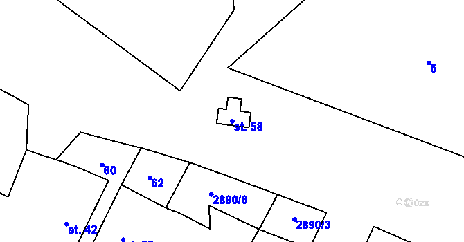 Parcela st. 58 v KÚ Kurojedy, Katastrální mapa