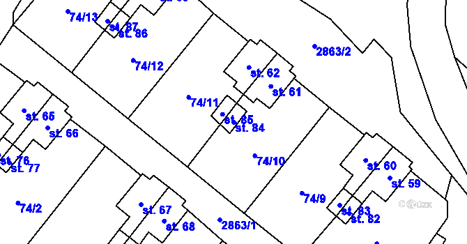 Parcela st. 84 v KÚ Kurojedy, Katastrální mapa