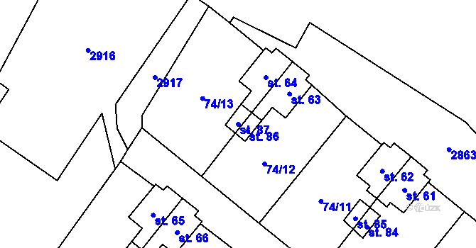 Parcela st. 87 v KÚ Kurojedy, Katastrální mapa
