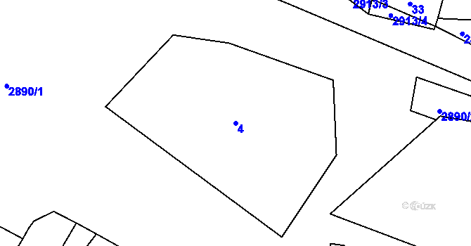 Parcela st. 4 v KÚ Kurojedy, Katastrální mapa