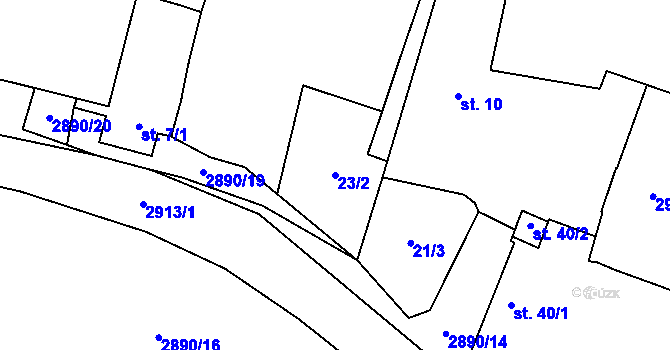 Parcela st. 23/2 v KÚ Kurojedy, Katastrální mapa