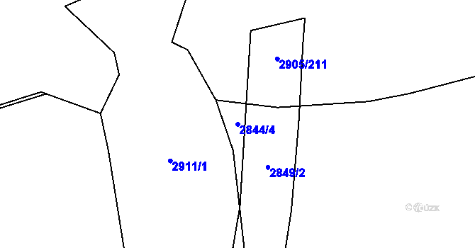 Parcela st. 2844/4 v KÚ Kurojedy, Katastrální mapa