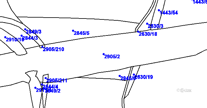 Parcela st. 2905/2 v KÚ Kurojedy, Katastrální mapa