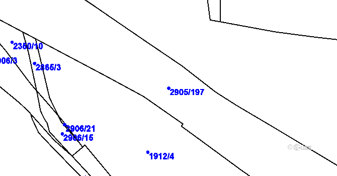 Parcela st. 2905/197 v KÚ Kurojedy, Katastrální mapa