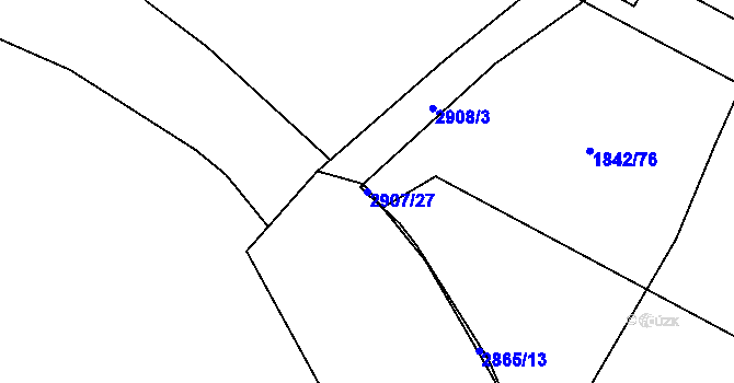 Parcela st. 2907/27 v KÚ Kurojedy, Katastrální mapa