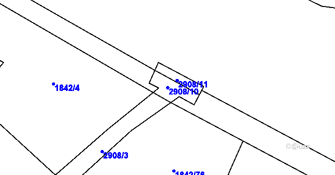 Parcela st. 2908/10 v KÚ Kurojedy, Katastrální mapa