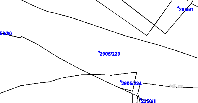Parcela st. 2905/223 v KÚ Kurojedy, Katastrální mapa