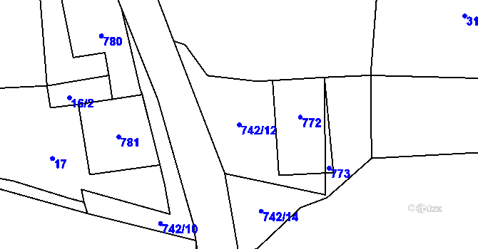 Parcela st. 742/12 v KÚ Málkovice, Katastrální mapa