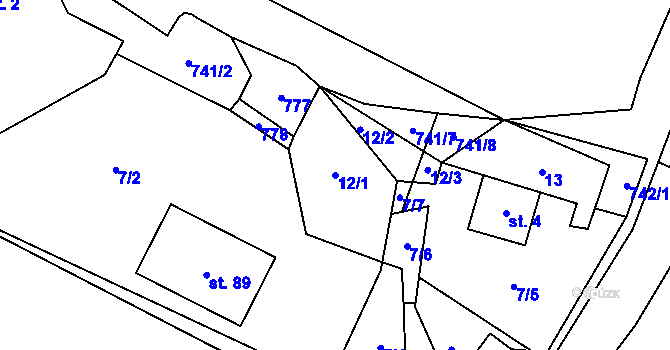 Parcela st. 12/1 v KÚ Málkovice, Katastrální mapa