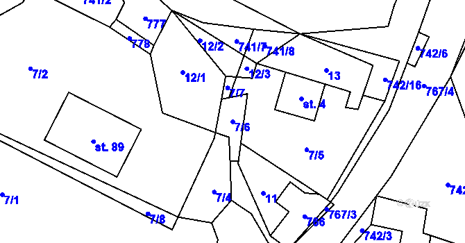 Parcela st. 7/6 v KÚ Málkovice, Katastrální mapa