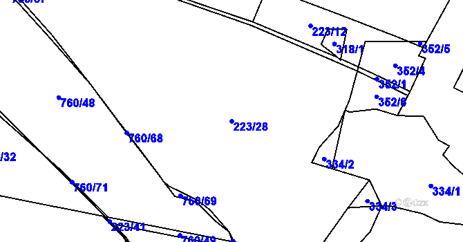 Parcela st. 223/28 v KÚ Málkovice, Katastrální mapa