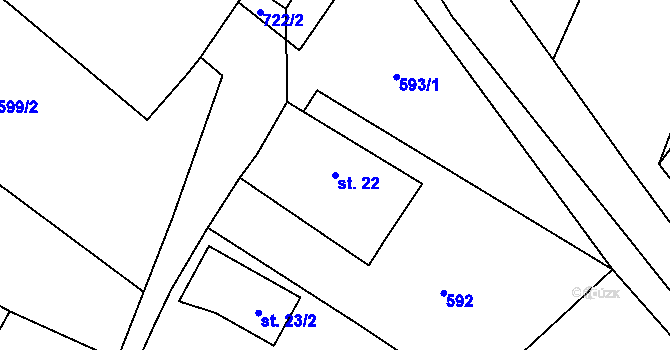 Parcela st. 22 v KÚ Málkovice, Katastrální mapa