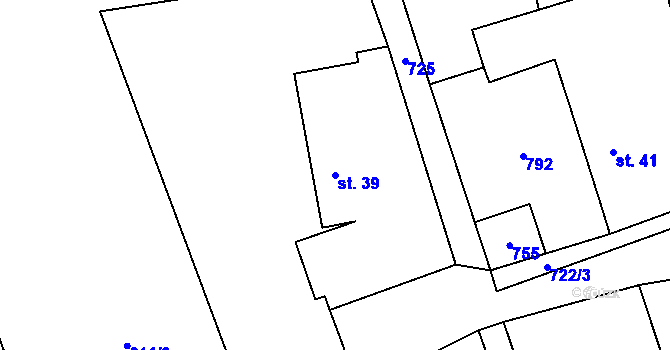Parcela st. 39 v KÚ Málkovice, Katastrální mapa