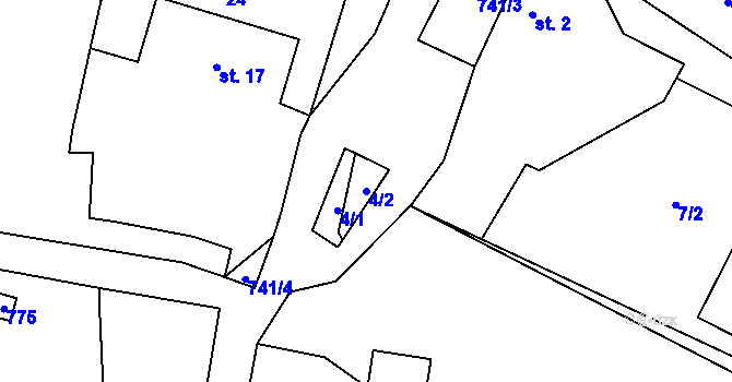 Parcela st. 4/2 v KÚ Málkovice, Katastrální mapa