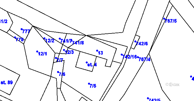 Parcela st. 13 v KÚ Málkovice, Katastrální mapa