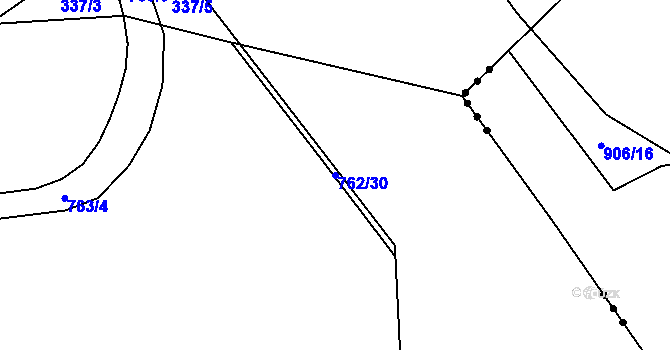Parcela st. 762/30 v KÚ Málkovice, Katastrální mapa