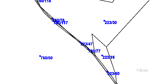 Parcela st. 223/47 v KÚ Málkovice, Katastrální mapa