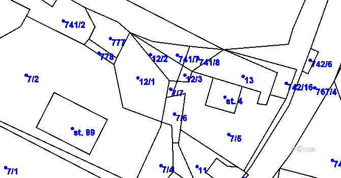 Parcela st. 7/7 v KÚ Málkovice, Katastrální mapa