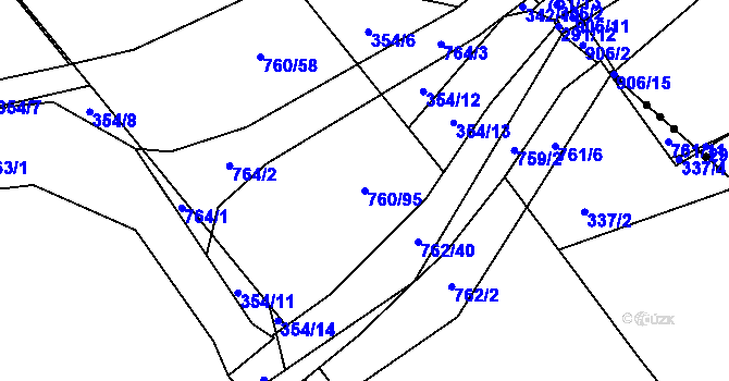Parcela st. 760/95 v KÚ Málkovice, Katastrální mapa