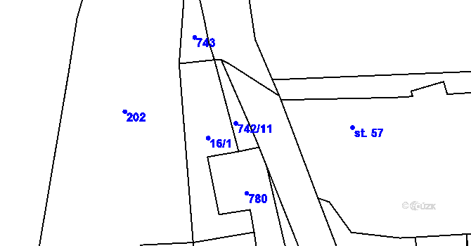 Parcela st. 742/11 v KÚ Málkovice, Katastrální mapa