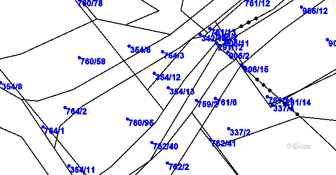 Parcela st. 354/13 v KÚ Málkovice, Katastrální mapa