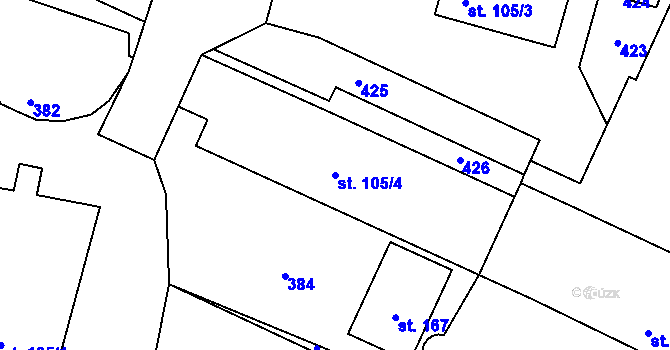 Parcela st. 105/4 v KÚ Kurovice, Katastrální mapa