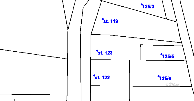 Parcela st. 123 v KÚ Kurovice, Katastrální mapa