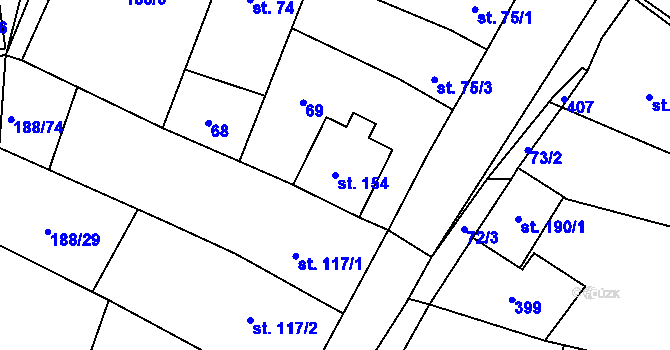 Parcela st. 154 v KÚ Kurovice, Katastrální mapa