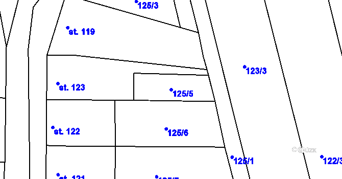Parcela st. 125/5 v KÚ Kurovice, Katastrální mapa