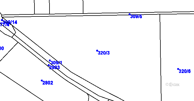 Parcela st. 320/3 v KÚ Kurovice, Katastrální mapa