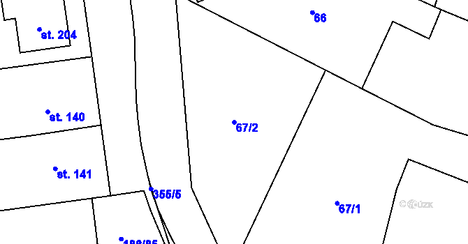 Parcela st. 67/2 v KÚ Kurovice, Katastrální mapa