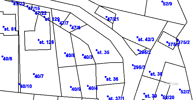 Parcela st. 35 v KÚ Kuří u Říčan, Katastrální mapa
